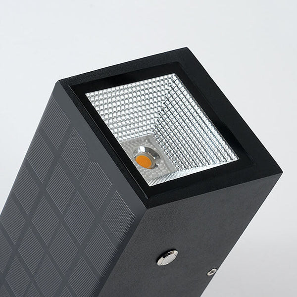 Zwarte Rechthoekige Solar LED Buitenwandlamp – Moderne Tuin & Terrasverlichting