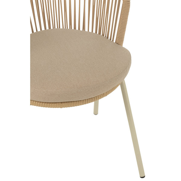J-Line Toa Eetkamerstoel – Metaal & Koord – Beige – Comfort & Design