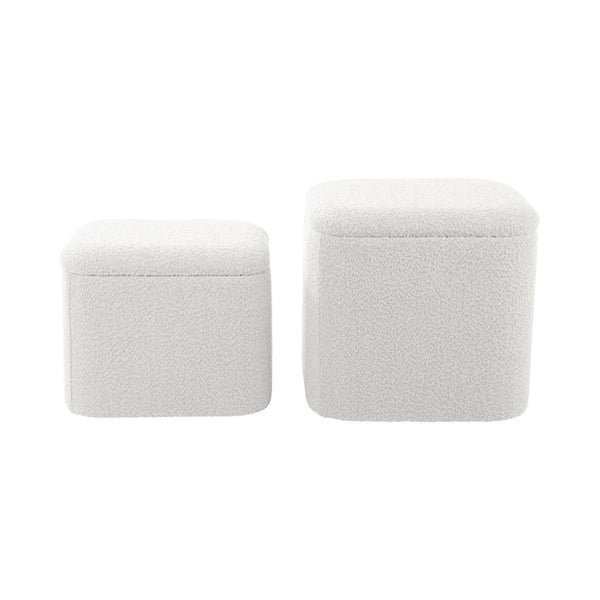 Poefset met Opbergruimte | Stijlvolle Bouclé Hocker voor Woonkamer