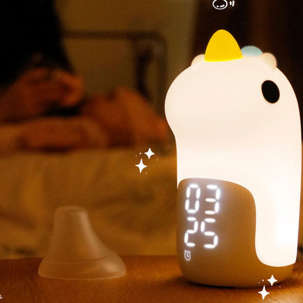 Schattige Eenhoorn LED Wekker & Nachtlampje – Compact, USB-Aangedreven Decoratieve Lamp