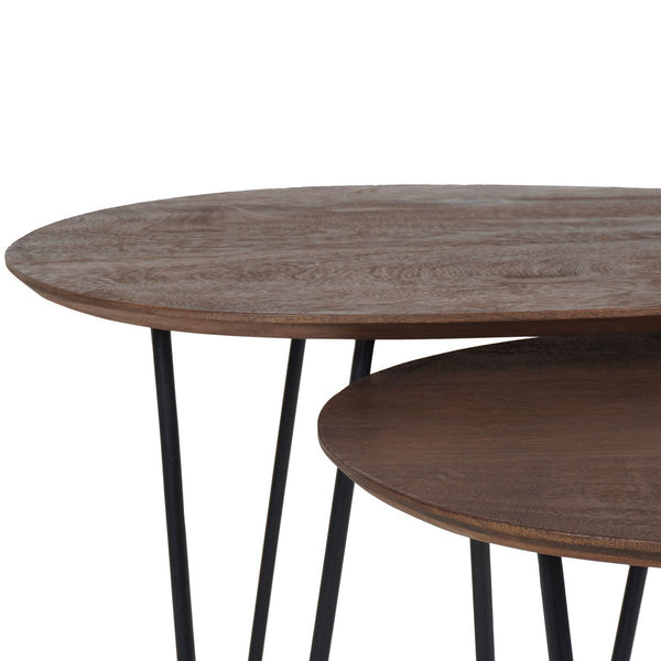 Salontafel Set van 2 – Fabio Espresso Mangohout met Zwart Metaal