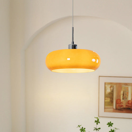 Moderne Glazen Hanglamp Oranje/Wit – 28 cm Dimbare Plafondlamp