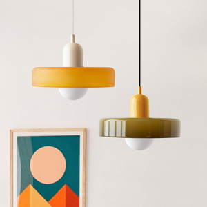 Moderne Art Deco Glazen Hanglamp – Kleurrijke Halo Plafondlamp