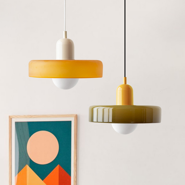 Moderne Art Deco Glazen Hanglamp – Kleurrijke Halo Plafondlamp