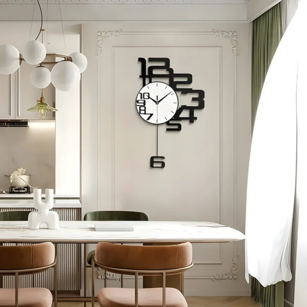 Grote Zwarte Wanduhr – Moderne Minimalistische Stille Klok