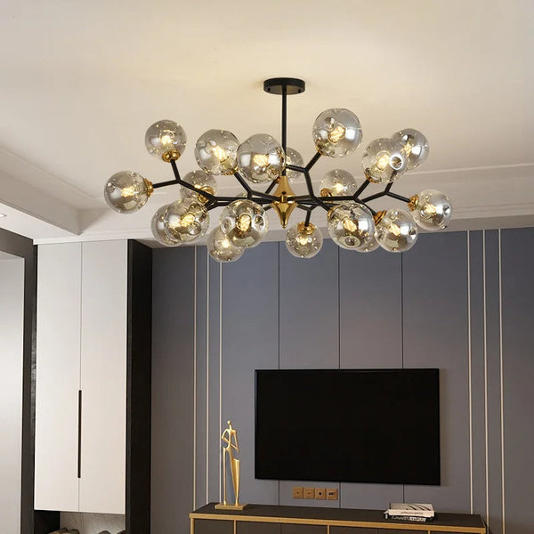 Moderne Hanglamp met Zwevende Glazen Bollen – Elegante LED-Kroonluchter voor Woonruimtes