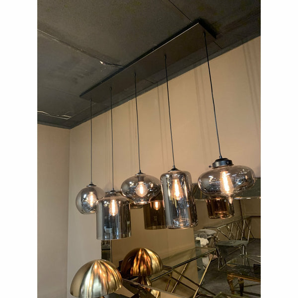 Ava Hanglamp – Smoke Glas – 5-Licht Mix – Industrieel Design