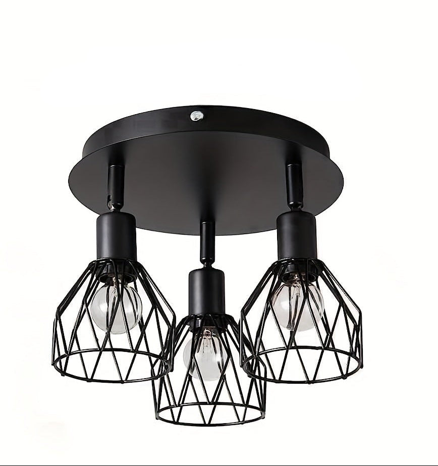 3-Armen Verstelbare Zwarte Plafondlamp – Moderne & Rustieke Verlichting voor Keuken en Gang