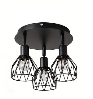 3-Armen Verstelbare Zwarte Plafondlamp – Moderne & Rustieke Verlichting voor Keuken en Gang