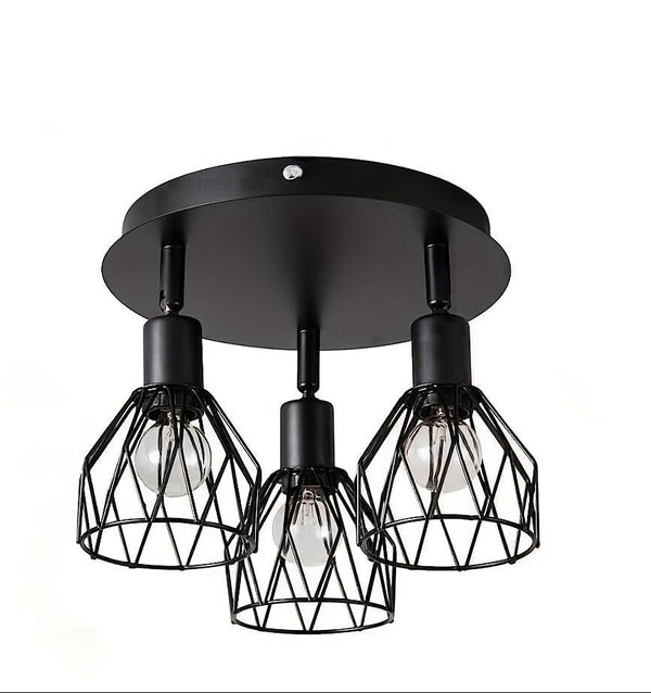 3-Armen Verstelbare Zwarte Plafondlamp – Moderne & Rustieke Verlichting voor Keuken en Gang