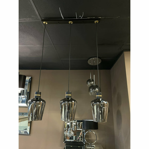Aletha Hanglamp – 3-Lichts – Smoke Glas & Goud – Modern Design