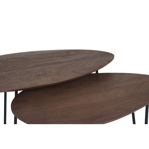 Salontafel Set van 2 – Fabio Espresso Mangohout met Zwart Metaal
