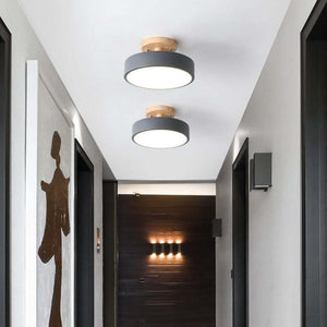 Moderne Houten LED Plafondlamp – Natuurlijk Warm Licht voor Woon- en Eetkamer