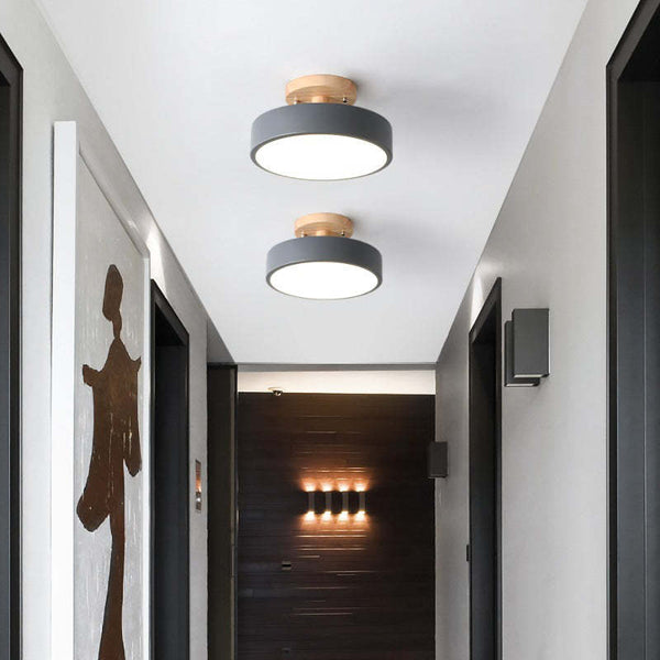 Moderne Houten LED Plafondlamp – Natuurlijk Warm Licht voor Woon- en Eetkamer