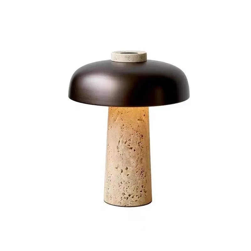 Natuurlijke Travertin Stenen Tafellamp – Moderne Woonverlichting in Beige