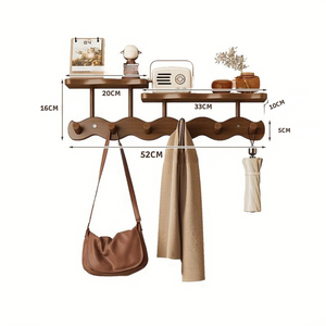 Wandkapstok met Plank – Houten Kapstok voor Entree & Woonkamer