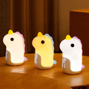 Schattige Eenhoorn LED Wekker & Nachtlampje – Compact, USB-Aangedreven Decoratieve Lamp