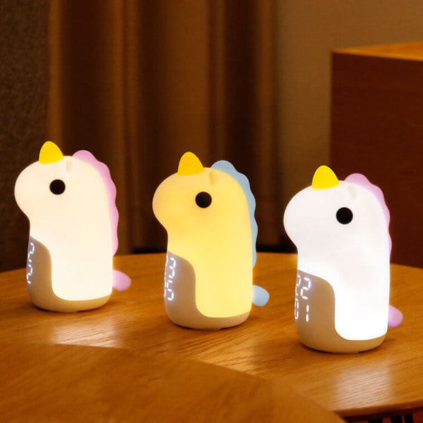 Schattige Eenhoorn LED Wekker & Nachtlampje – Compact, USB-Aangedreven Decoratieve Lamp