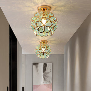 Plafondlamp met Bloemmotief en Glasaccenten – Elegante Verlichting voor Thuis