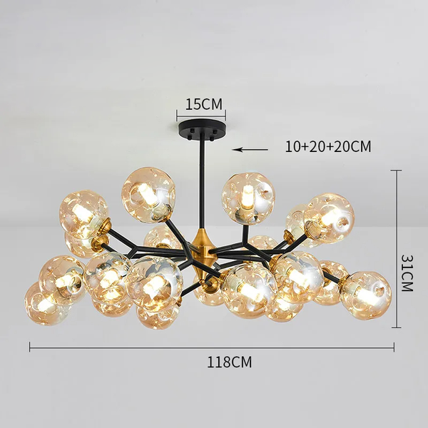 Moderne Hanglamp met Zwevende Glazen Bollen – Elegante LED-Kroonluchter voor Woonruimtes