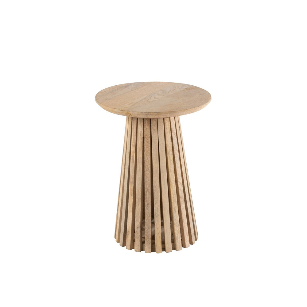 J-Line Bijzettafel Vincent Ø40 cm – Naturel Hout – Sculpturaal Design Klein Formaat