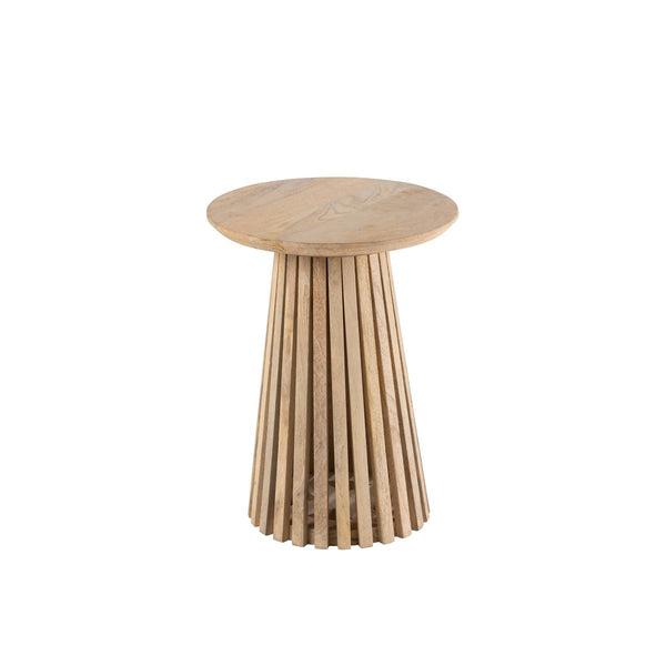 J-Line Bijzettafel Vincent Ø40 cm – Naturel Hout – Sculpturaal Design Klein Formaat