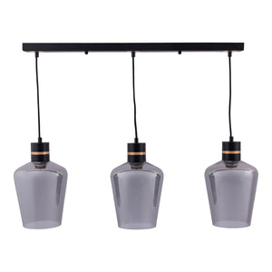 Aletha Hanglamp – 3-Lichts – Smoke Glas & Goud – Modern Design