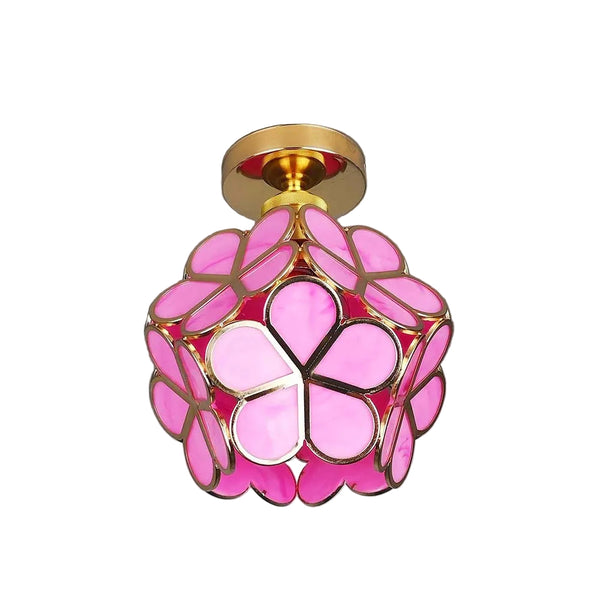 Plafondlamp met Bloemmotief en Glasaccenten – Elegante Verlichting voor Thuis