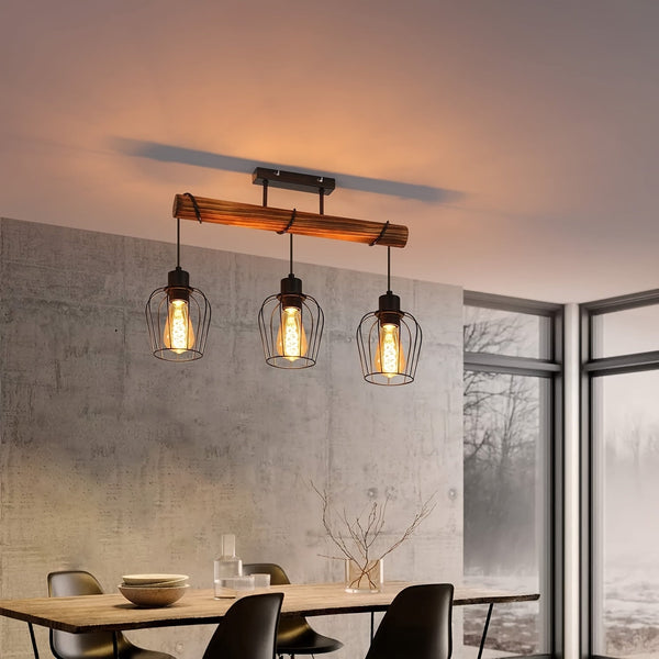 Rustieke 3-Lichts Plafondlamp Semi-Opbouw – Verstelbare Moderne Landelijke Verlichting