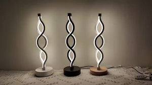 Set van 2 Dimbare Moderne Spiraal LED Tafellampen – USB Aangedreven Minimalistische Bedlampen