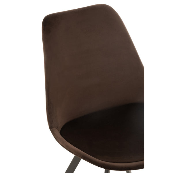 J-Line Stoel Helene Bruin – Metaal & Textiel – Slanke Eetkamerstoel met Comfort