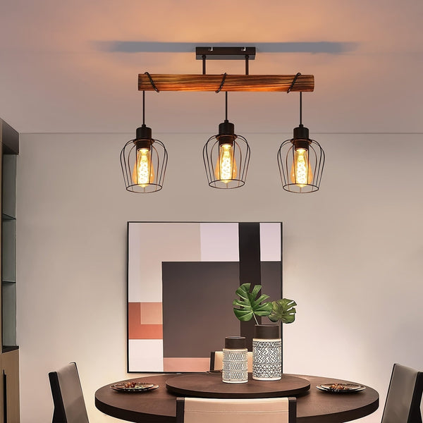 Rustieke 3-Lichts Plafondlamp Semi-Opbouw – Verstelbare Moderne Landelijke Verlichting
