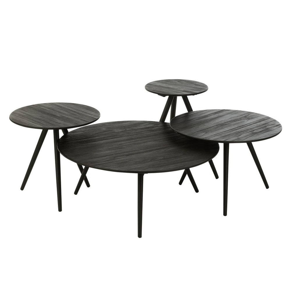 J-Line tafels Rond Gerecycled Teak - zwart
