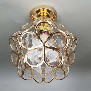 Plafondlamp met Bloemmotief en Glasaccenten – Elegante Verlichting voor Thuis