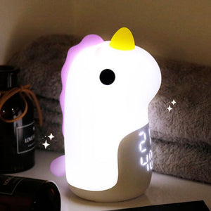 Schattige Eenhoorn LED Wekker & Nachtlampje – Compact, USB-Aangedreven Decoratieve Lamp