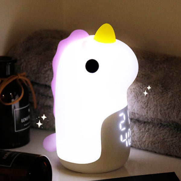 Schattige Eenhoorn LED Wekker & Nachtlampje – Compact, USB-Aangedreven Decoratieve Lamp