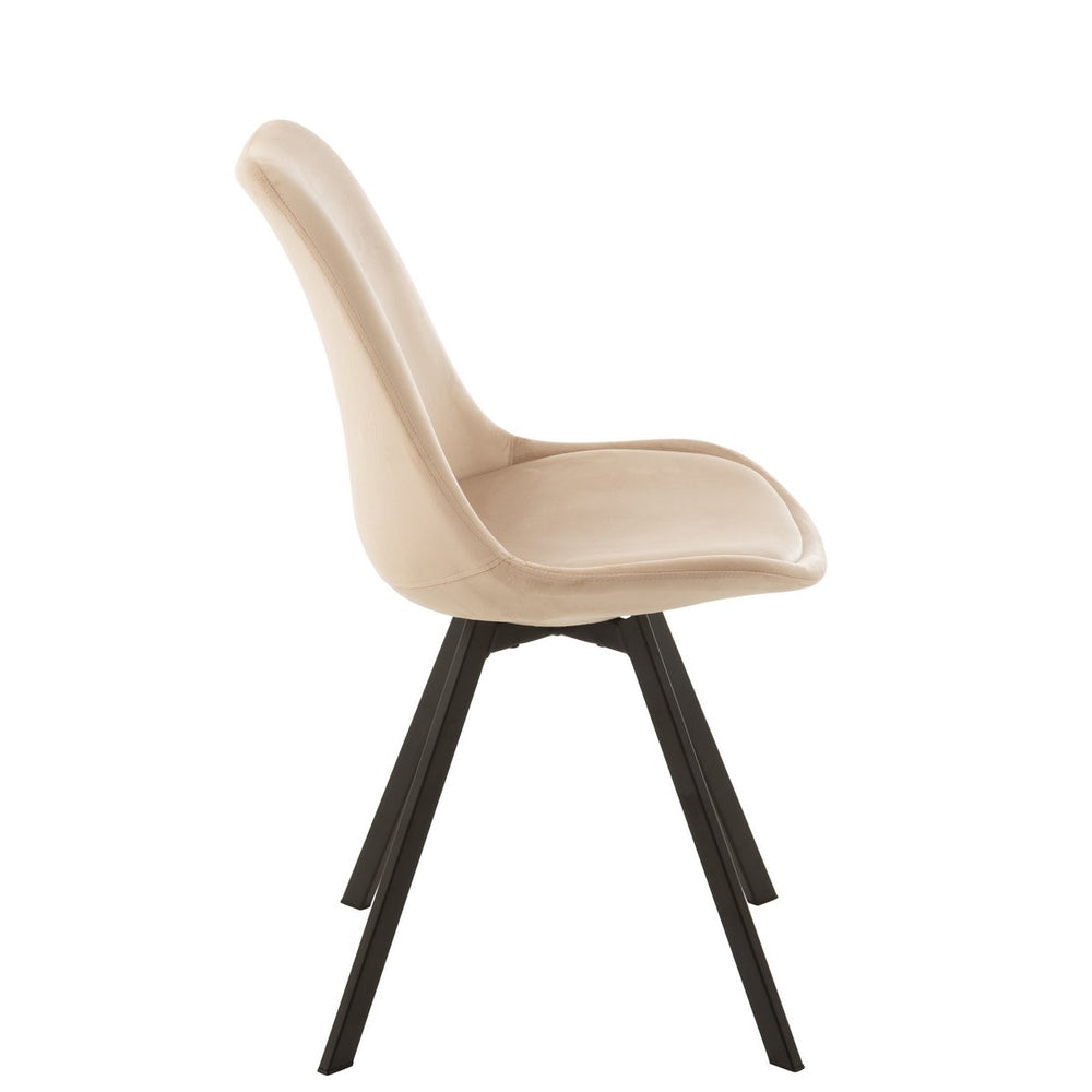 J-Line Eetkamerstoel Helene – Beige Textiel met Zwart Metalen Frame