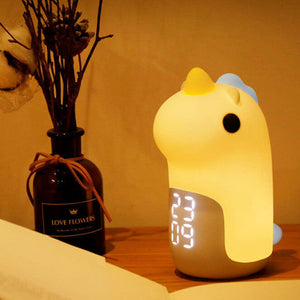 Schattige Eenhoorn LED Wekker & Nachtlampje – Compact, USB-Aangedreven Decoratieve Lamp