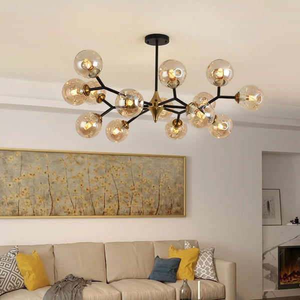 Moderne Hanglamp met Zwevende Glazen Bollen – Elegante LED-Kroonluchter voor Woonruimtes