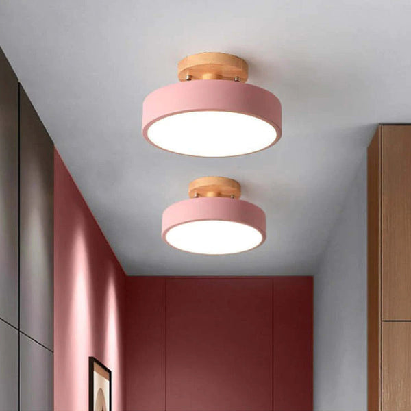 Moderne Houten LED Plafondlamp – Natuurlijk Warm Licht voor Woon- en Eetkamer