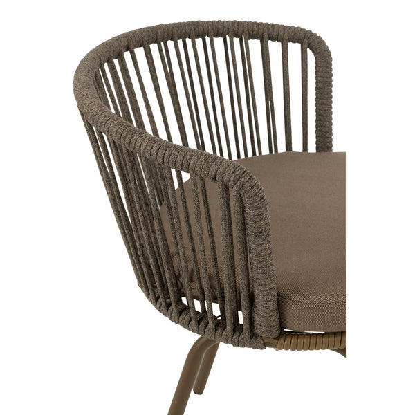J-Line Stoel Toa – Metaal & Touw – Bruin – Comfortabel & Stijlvol Design