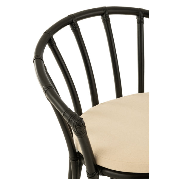 J-Line rotan eetkamerstoel met kussen - zwart wit - stijlvol design