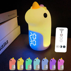 Schattige Eenhoorn LED Wekker & Nachtlampje – Compact, USB-Aangedreven Decoratieve Lamp