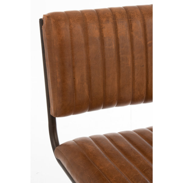 J-Line Retro Eetkamerstoel met Gestreept Cognac Kunstleer en Zwart Frame – 88 cm