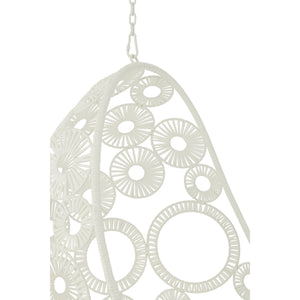 J-Line Hangstoel Bula – Inclusief Kussens – Wit Metaal & Riet – 113x103x197 cm