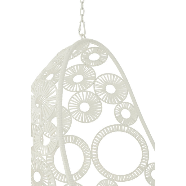 J-Line Hangstoel Bula – Inclusief Kussens – Wit Metaal & Riet – 113x103x197 cm