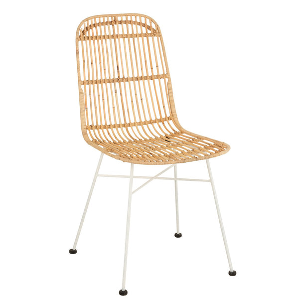 J-Line Stoel Ema – Rotan & Metaal – Naturel/Wit