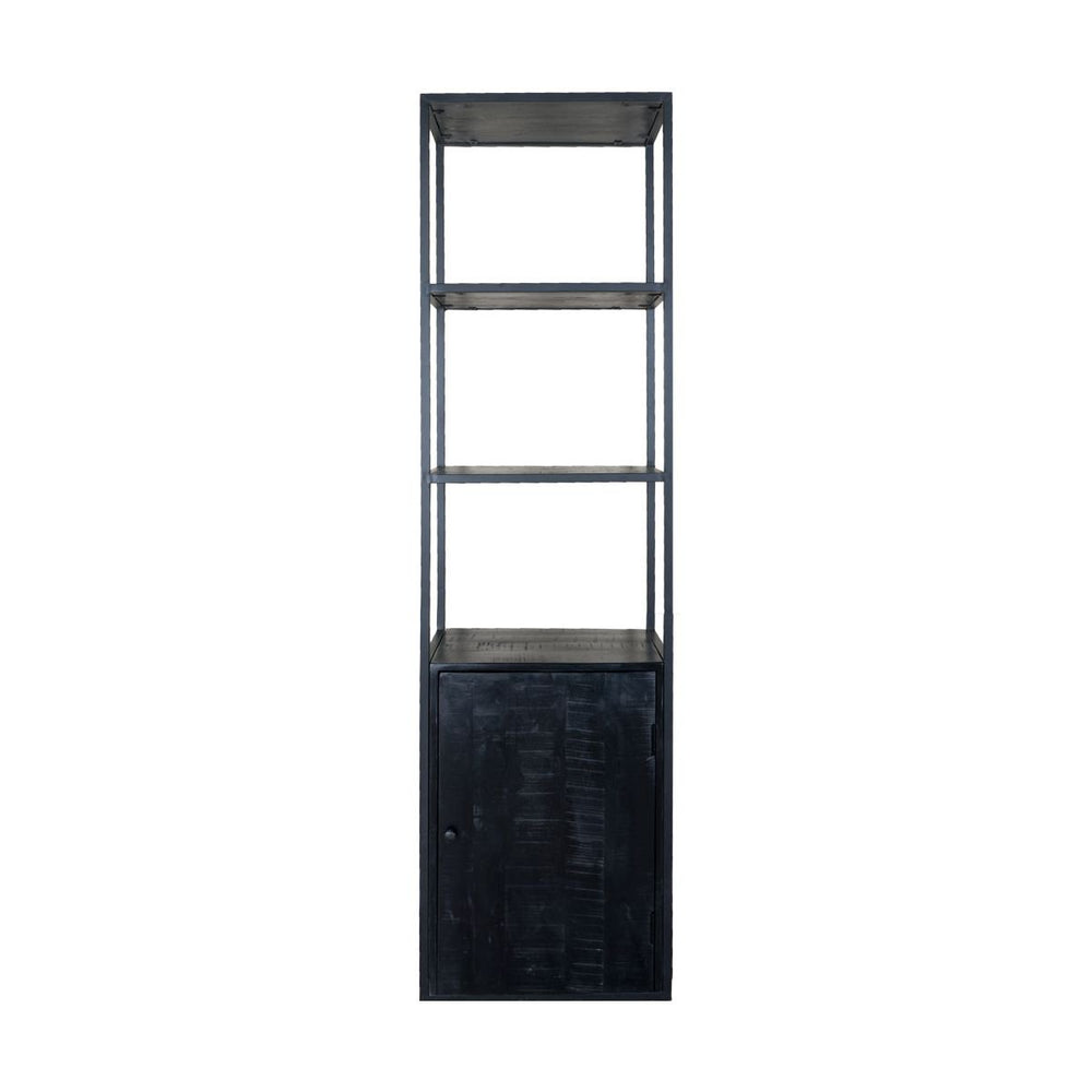 Vakkenkast Cil – Mangohout & Metaal – 200 × 55 cm – Zwart