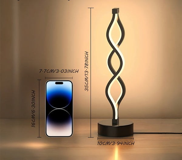 Set van 2 Dimbare Moderne Spiraal LED Tafellampen – USB Aangedreven Minimalistische Bedlampen