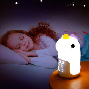 Schattige Eenhoorn LED Wekker & Nachtlampje – Compact, USB-Aangedreven Decoratieve Lamp